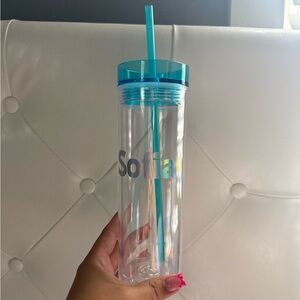 Sofia Clear Tumbler with Teal Straw